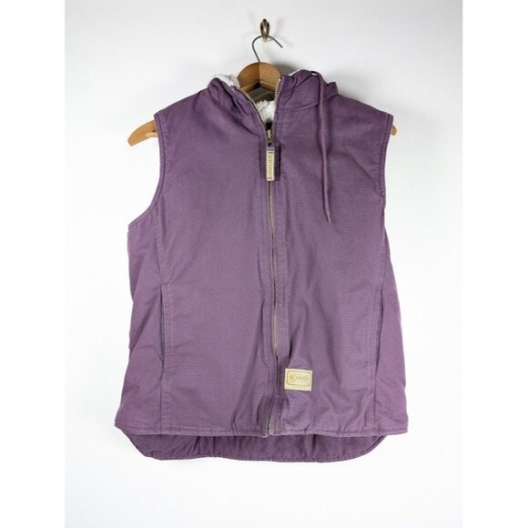 C. E. Schmidt Workwear Vest Size Large Sherpa Lined Canvas Hooded Utility Purple - Picture 1 of 7